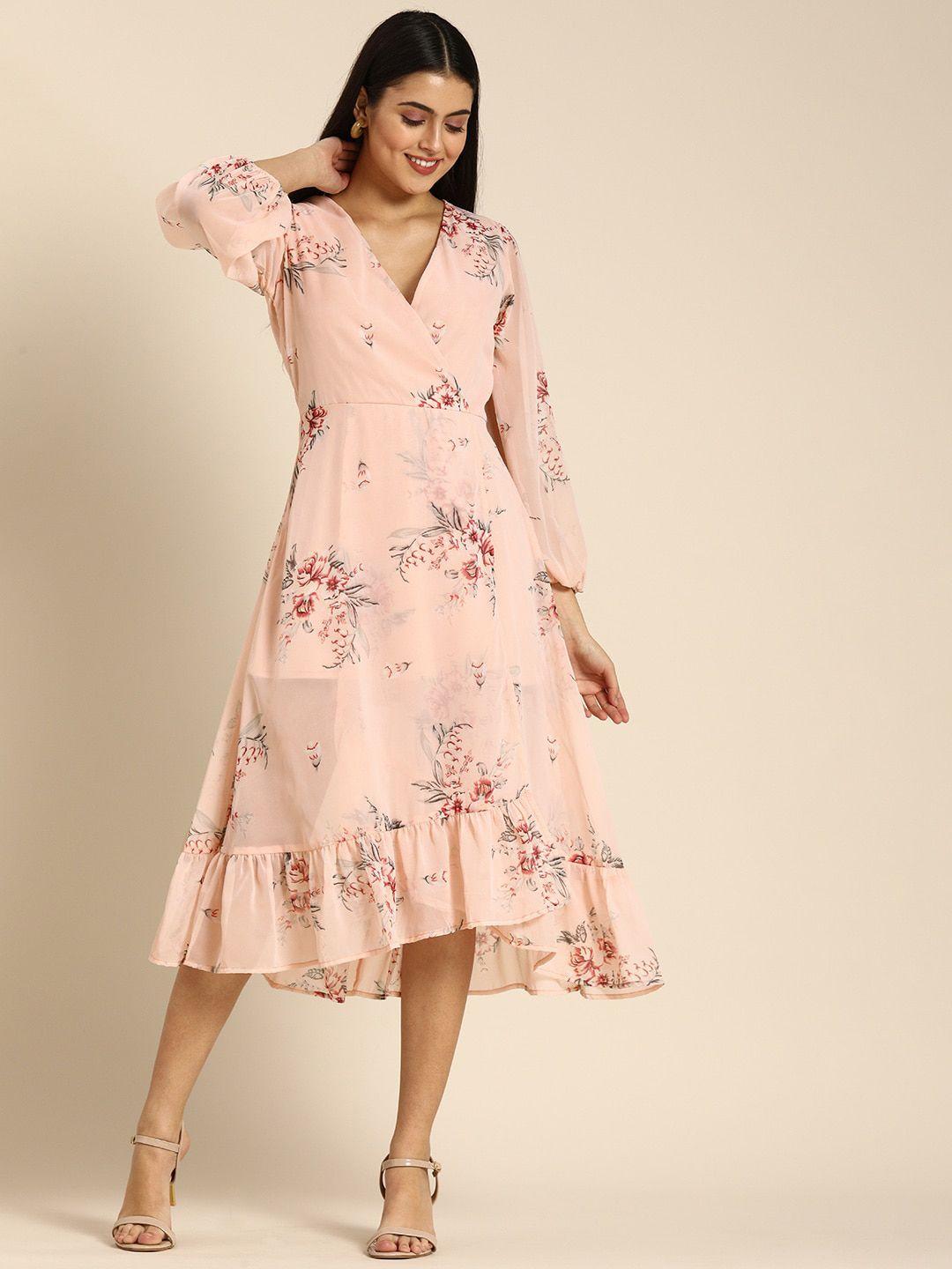 dodo & moa floral printed midi wrap dress