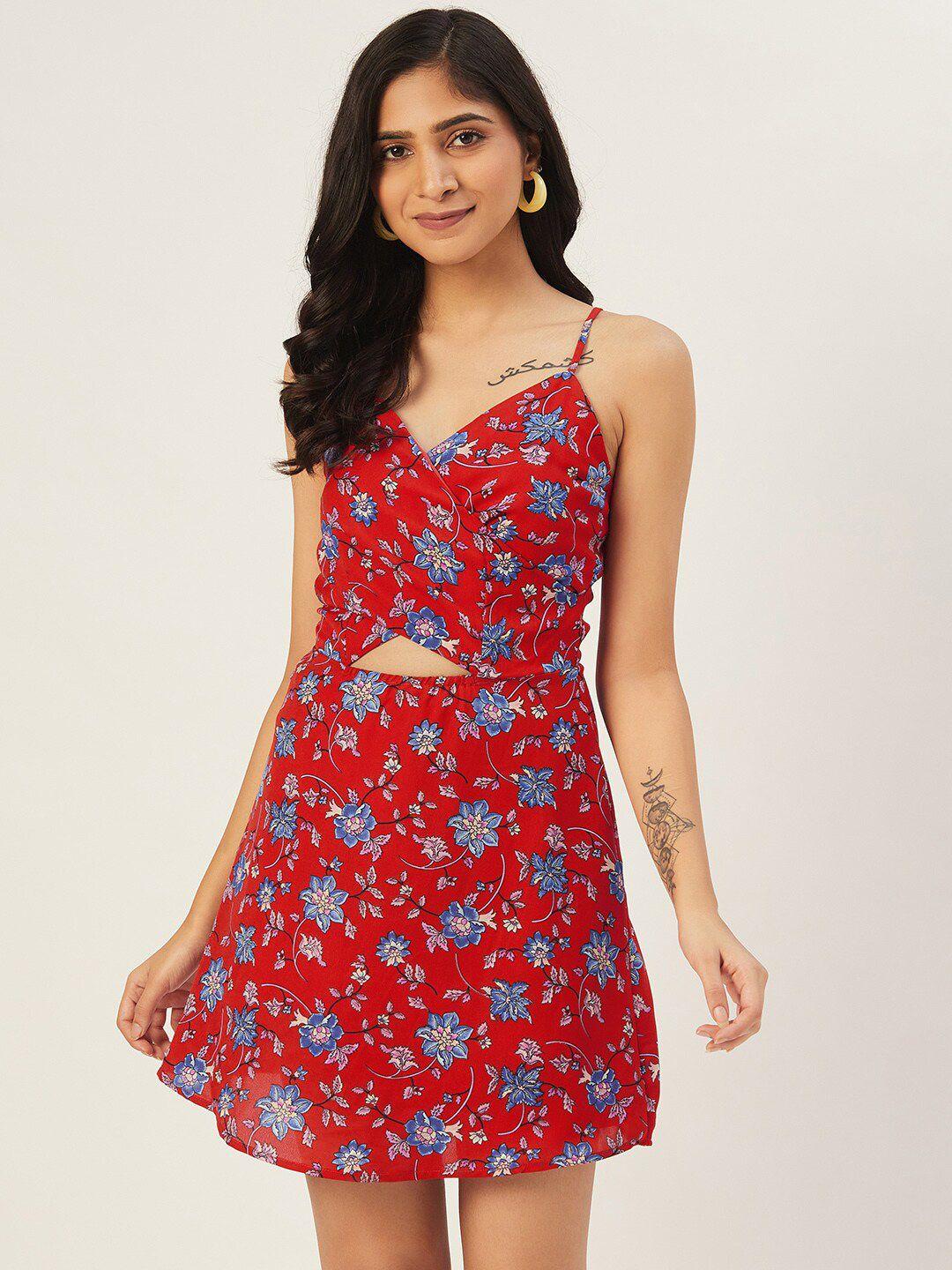 dodo & moa floral printed shoulder strap a-line dress