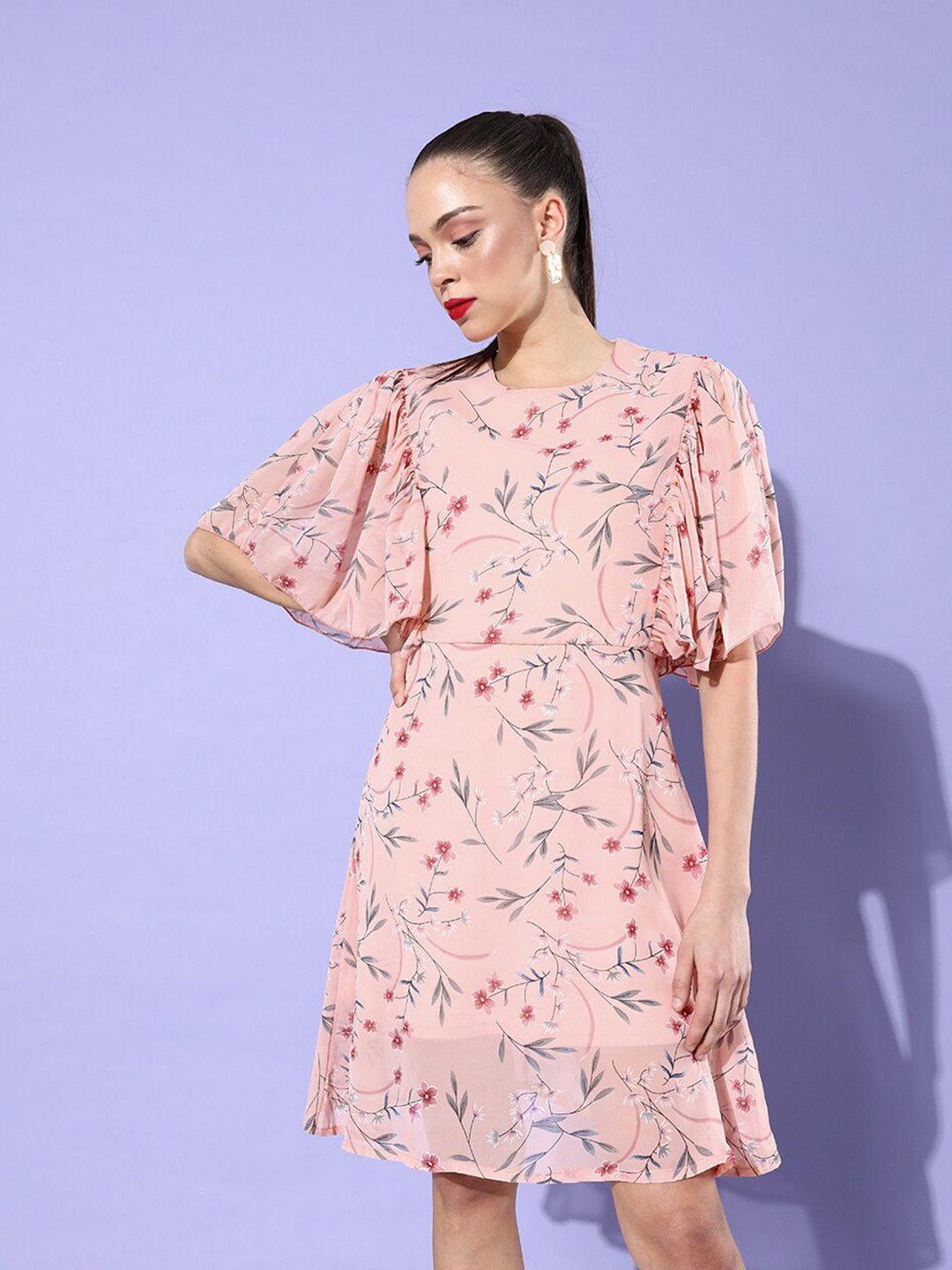 dodo & moa flutter sleeves floral georgette dress