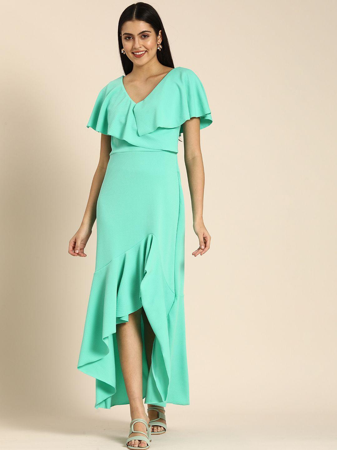 dodo & moa green solid maxi dress