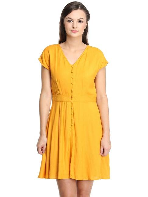 dodo & moa mustard a line dress