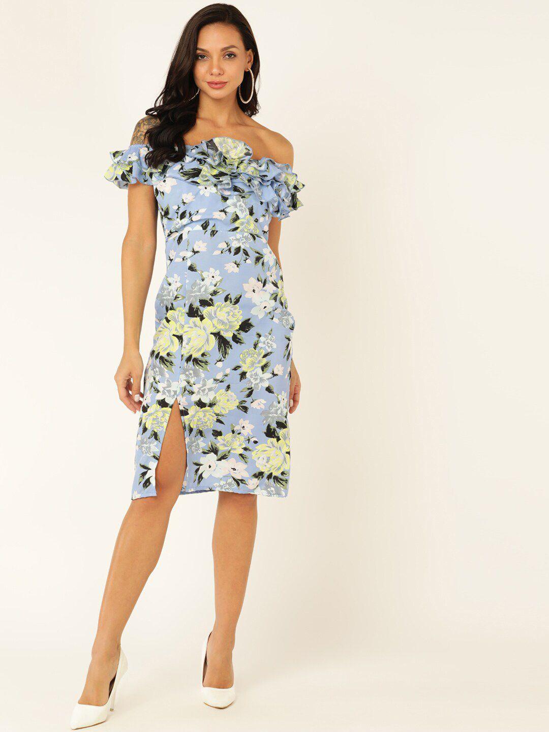 dodo & moa off shoulder floral crepe dress