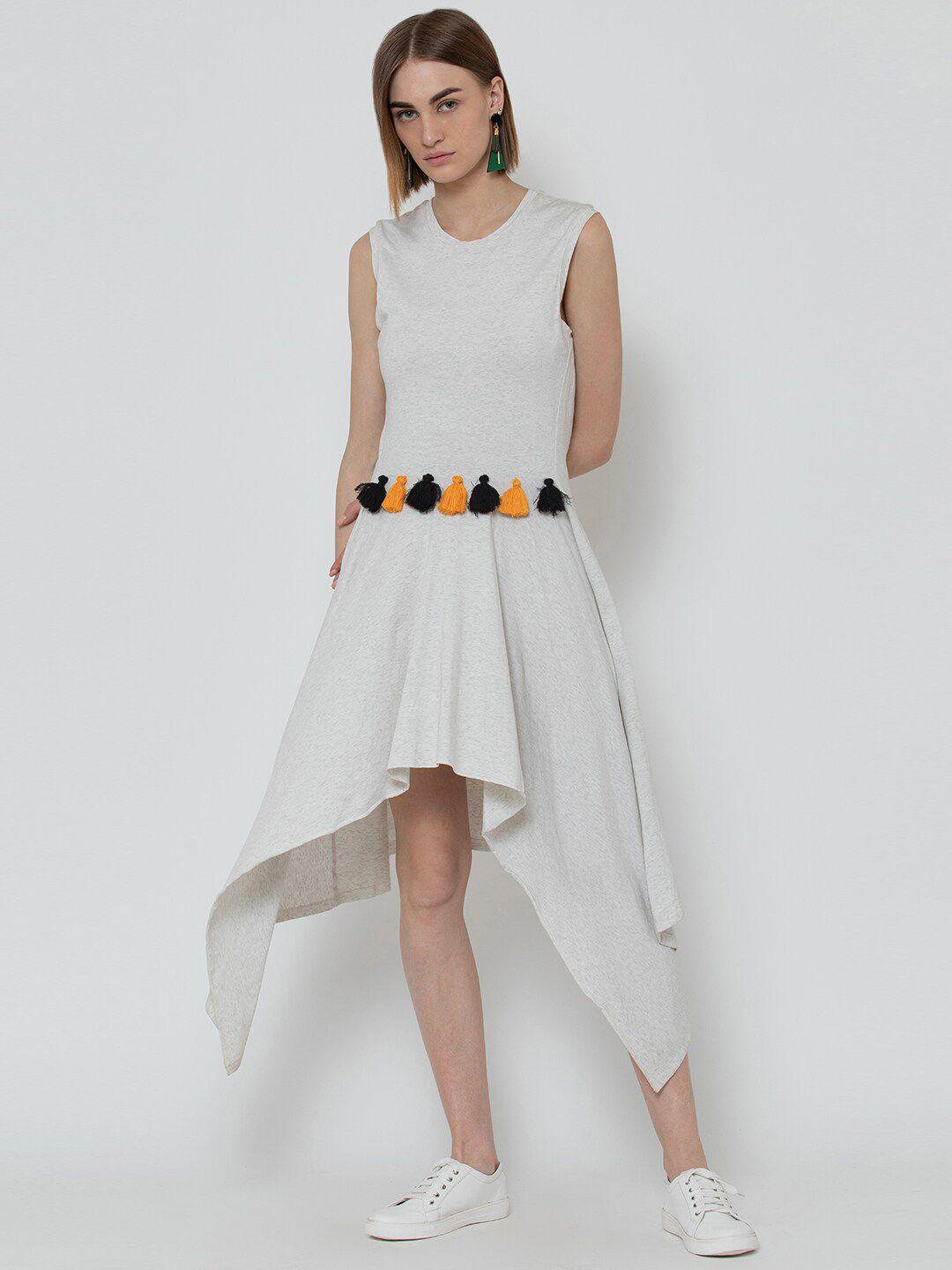 dodo & moa off white solid asymmetric dress