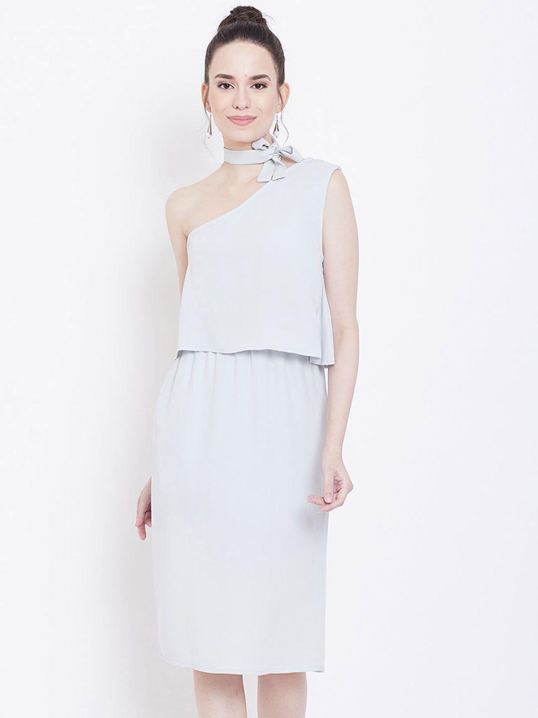 dodo & moa one shoulder layered sheath midi dress