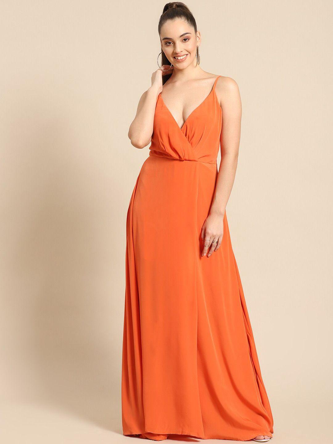 dodo & moa orange shoulder straps maxi dress