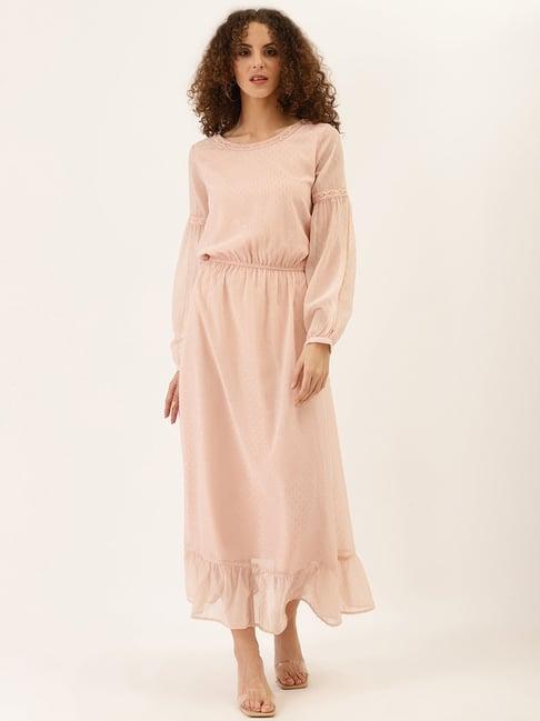 dodo & moa peach self pattern maxi dress