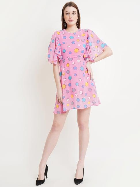 dodo & moa pink printed a-line dress