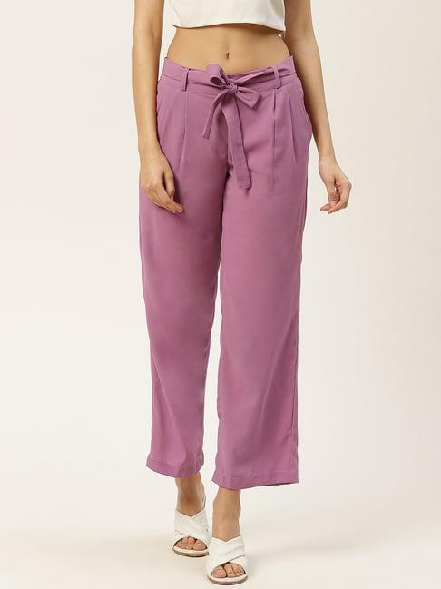 dodo & moa pink slim fit mid rise trousers