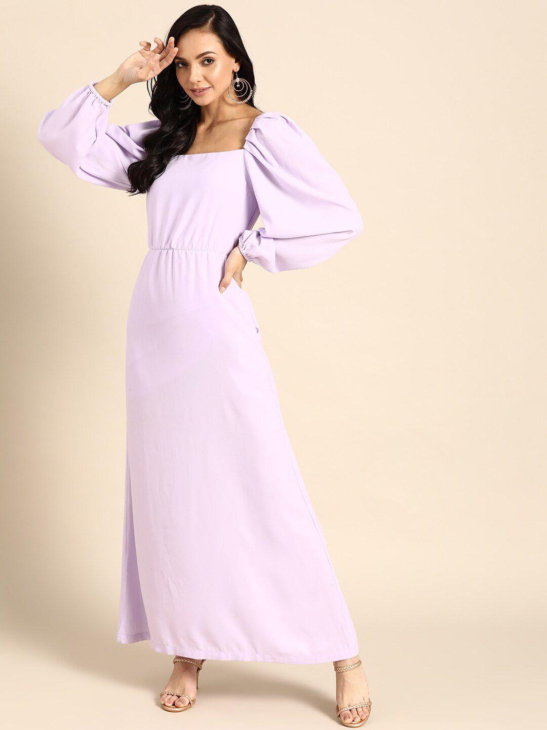 dodo & moa square neck puff sleeve crepe maxi dress