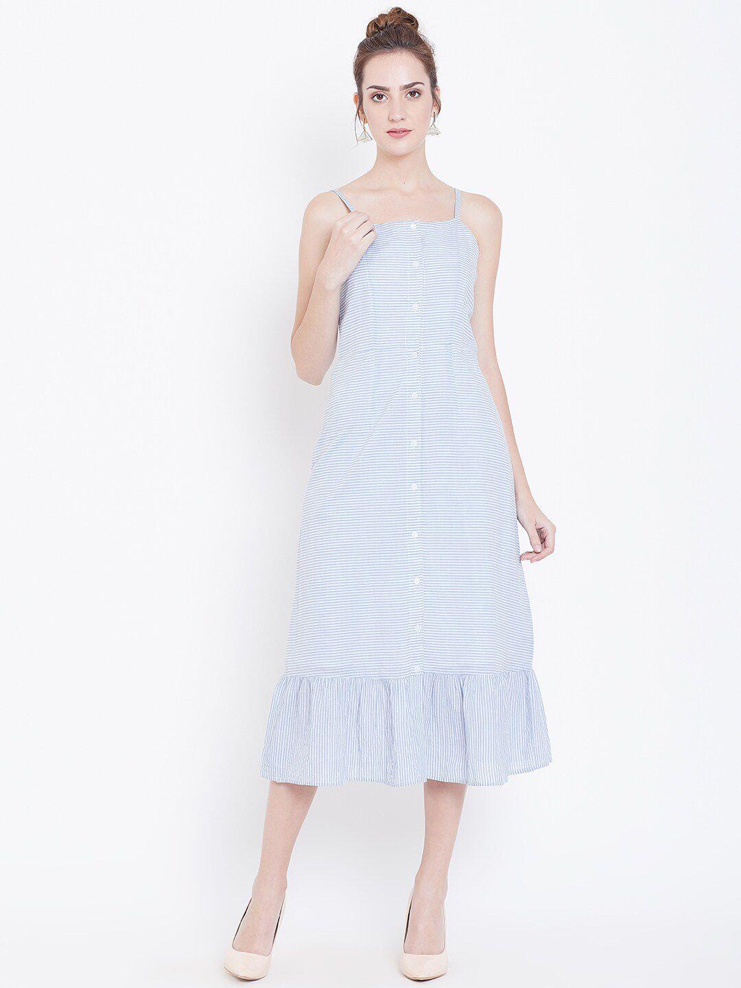 dodo & moa striped midi fit & flare cotton dress