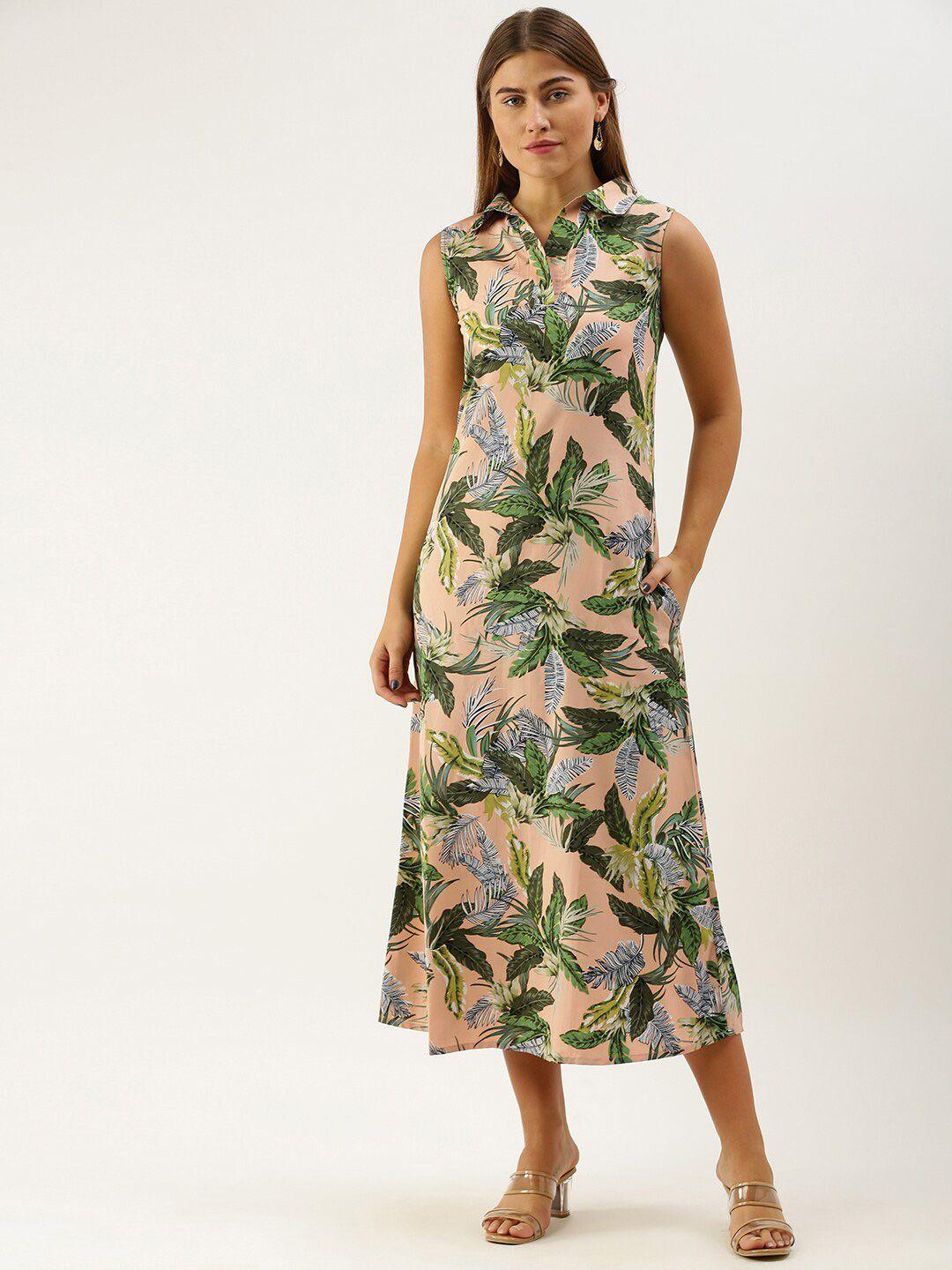 dodo & moa tropical crepe shirt midi dress