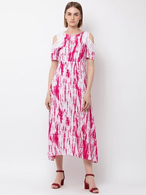 dodo & moa white & pink midi dress