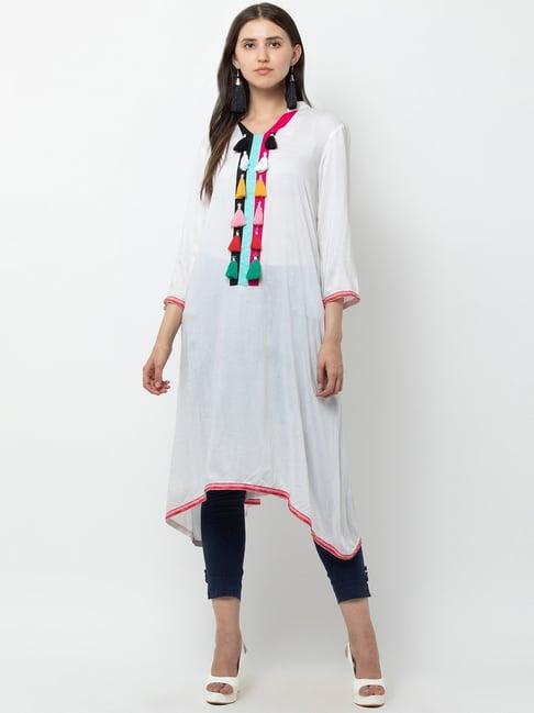 dodo & moa white high low kurta