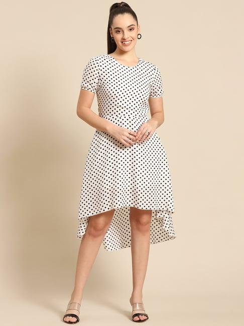 dodo & moa white polka dot print high-low dress