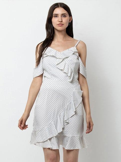 dodo & moa white printed wrap dress