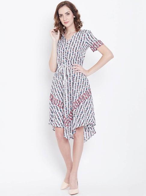 dodo & moa white striped high-low dress