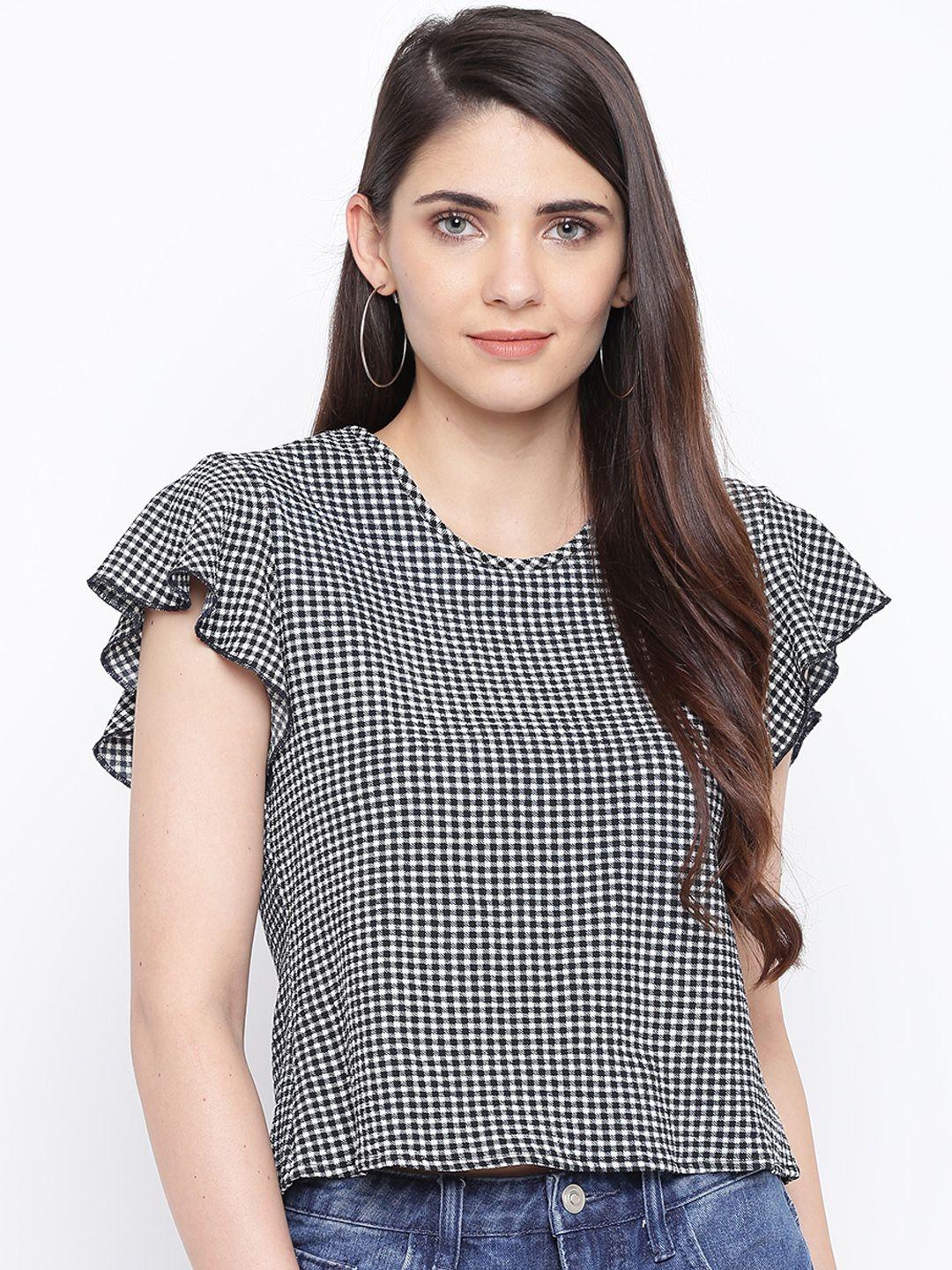 dodo & moa women black & white checked top