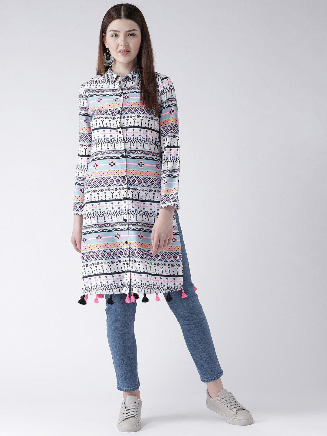 dodo & moa women blue & white kurta