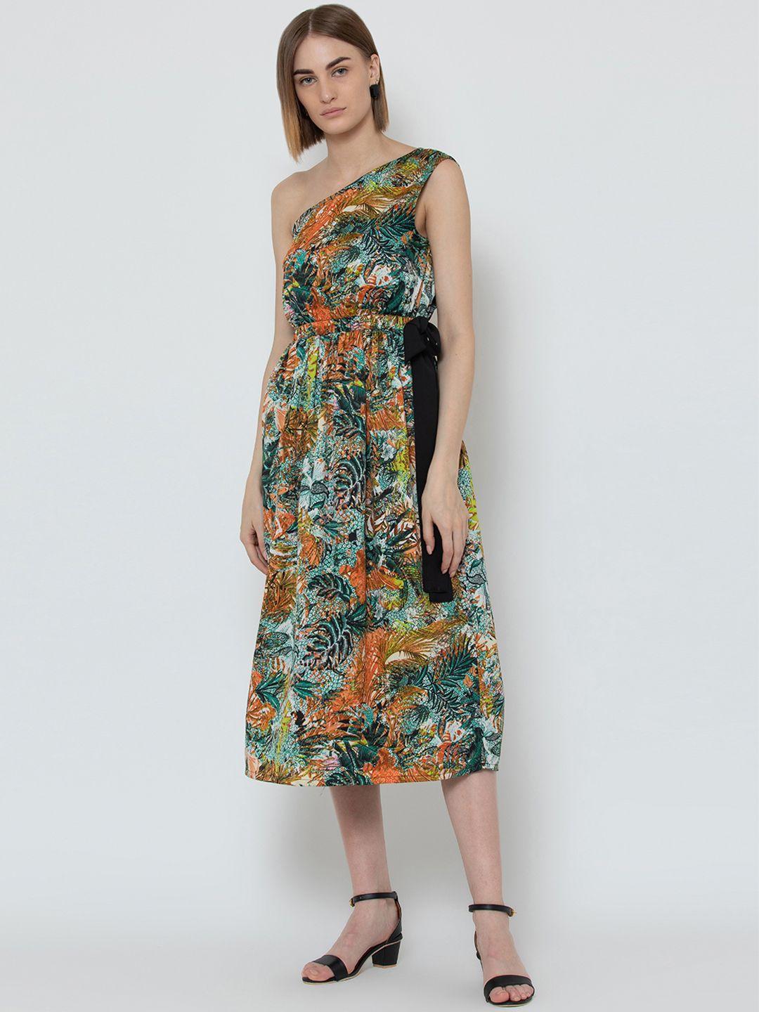 dodo & moa women multicoloured printed fit and flare dress