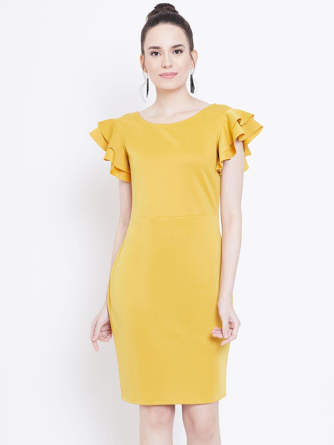 dodo & moa women mustard yellow sheath dress