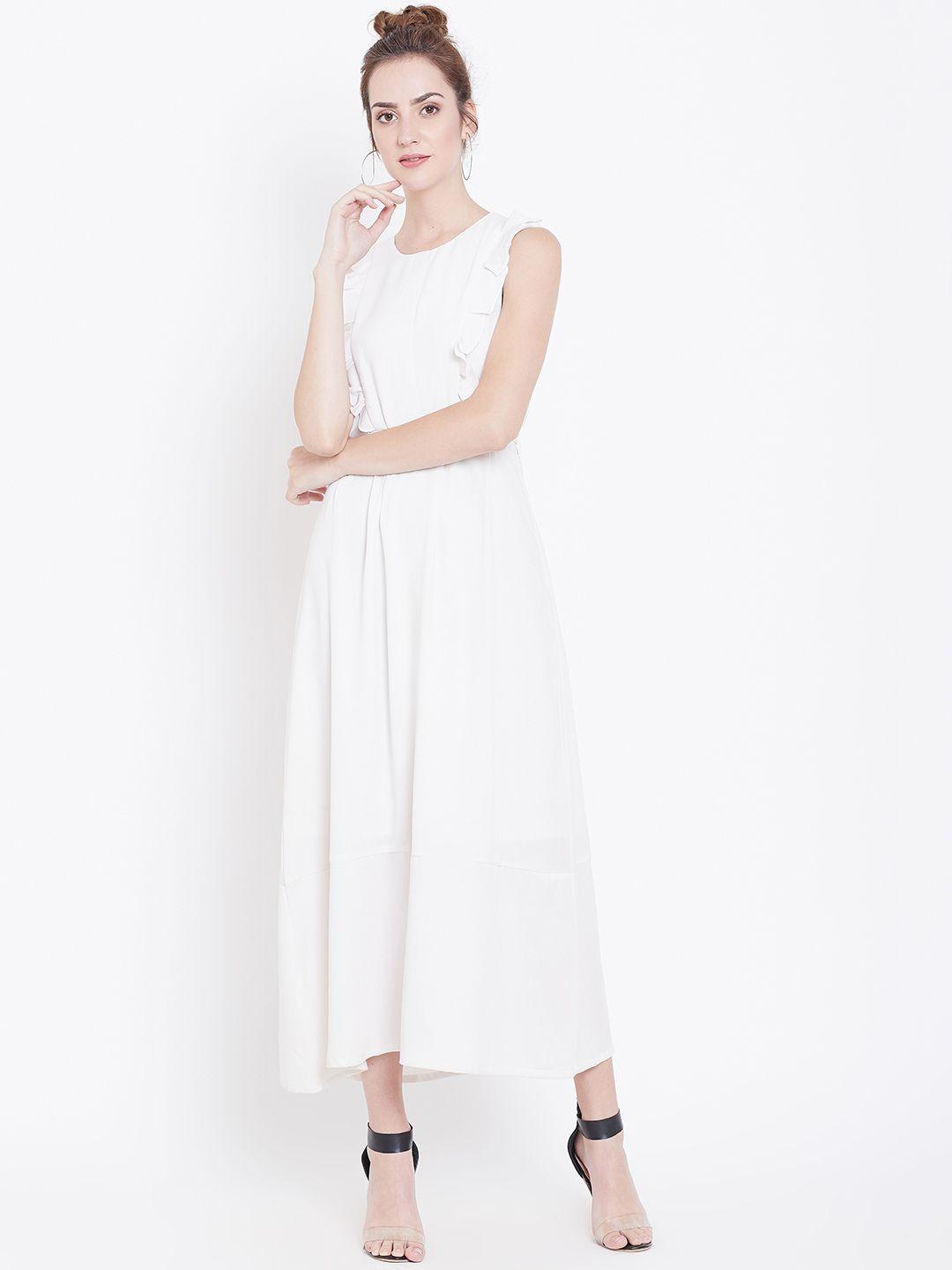 dodo & moa women off-white solid maxi dress