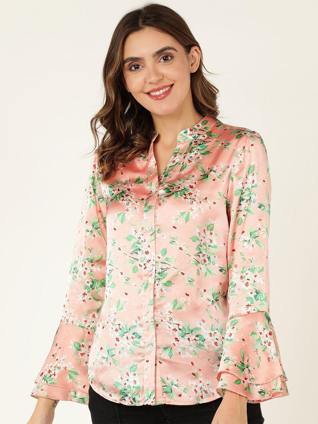 dodo & moa women pink comfort floral printed casual shirt