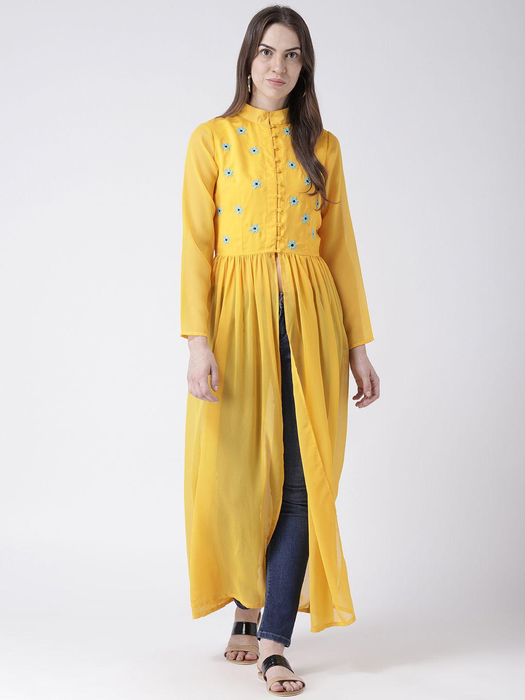 dodo & moa women yellow solid anarkali kurta