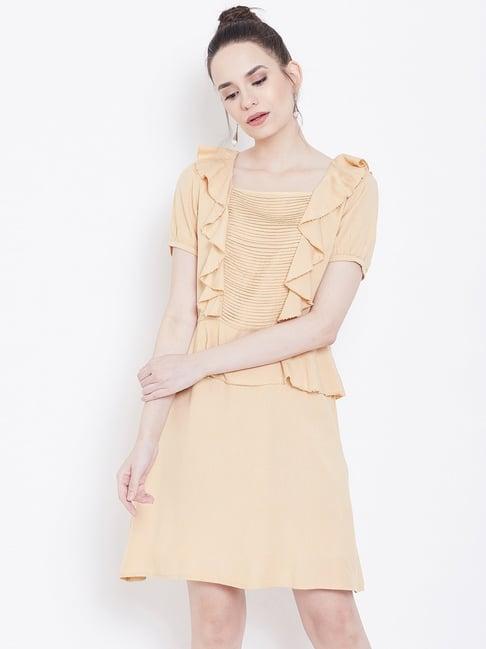 dodo & moa yellow cotton a-line dress