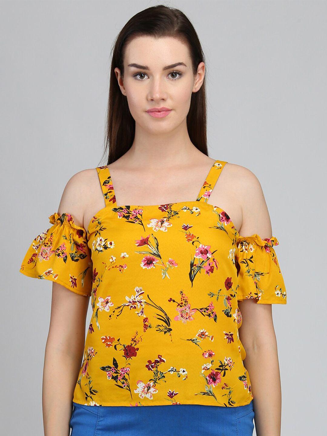 dodo & moa yellow floral print crepe top