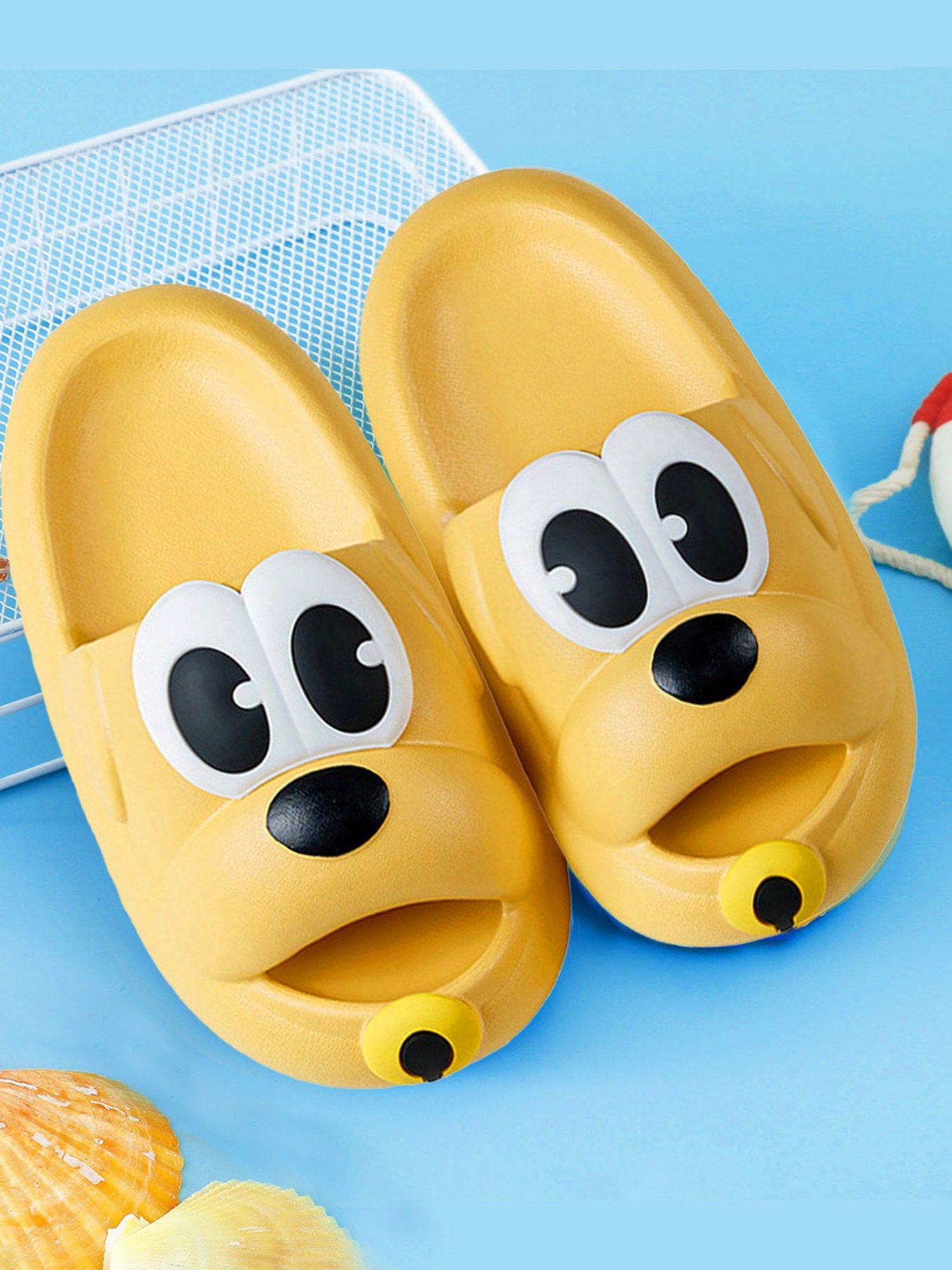 dog waterproof soft slippers anti skid sliders yellow