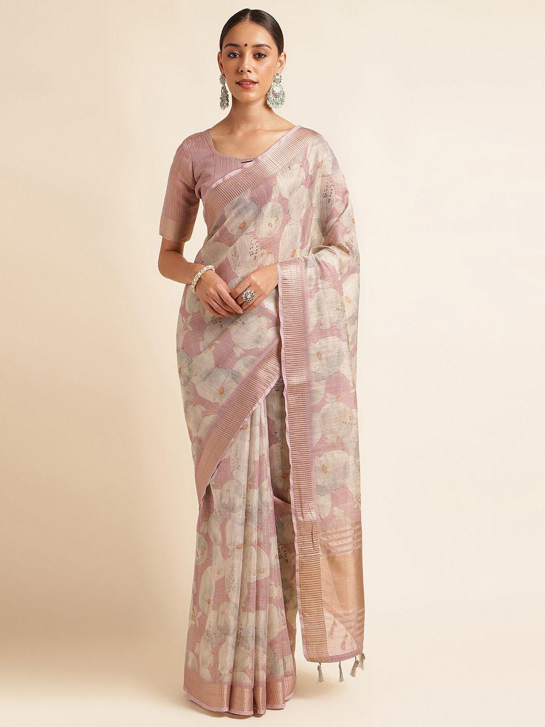 doi moi floral printed woven design zari organza banarasi saree