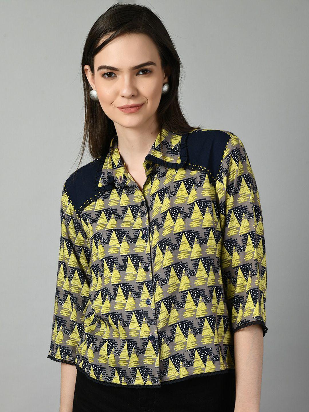 doisa abstract printed shirt style top