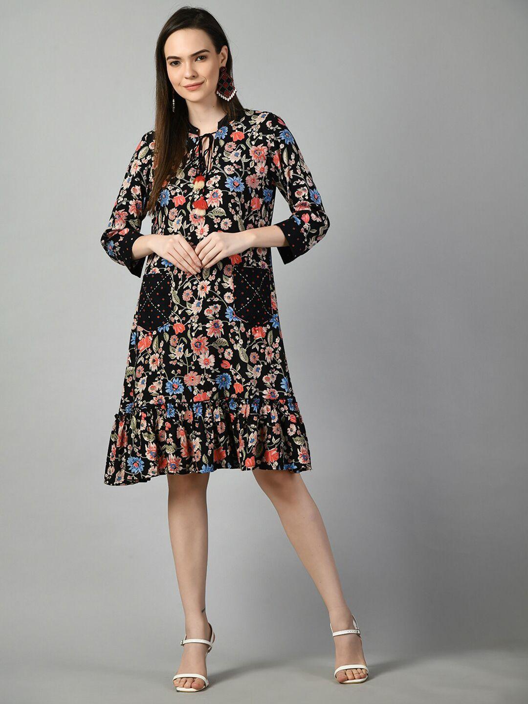 doisa multicoloured floral print a-line dress