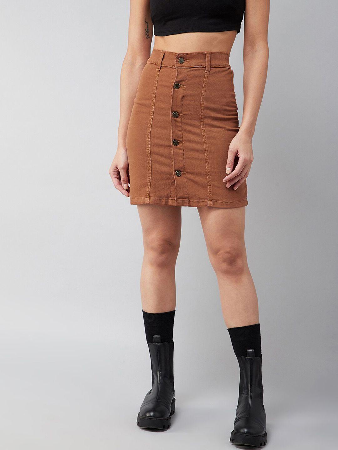 dolce crudo brown denim straight skirt