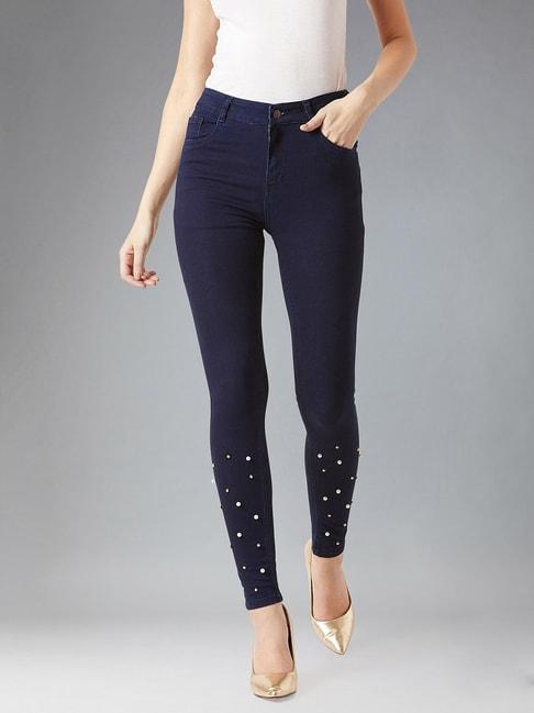 dolce crudo navy embroidered jeans
