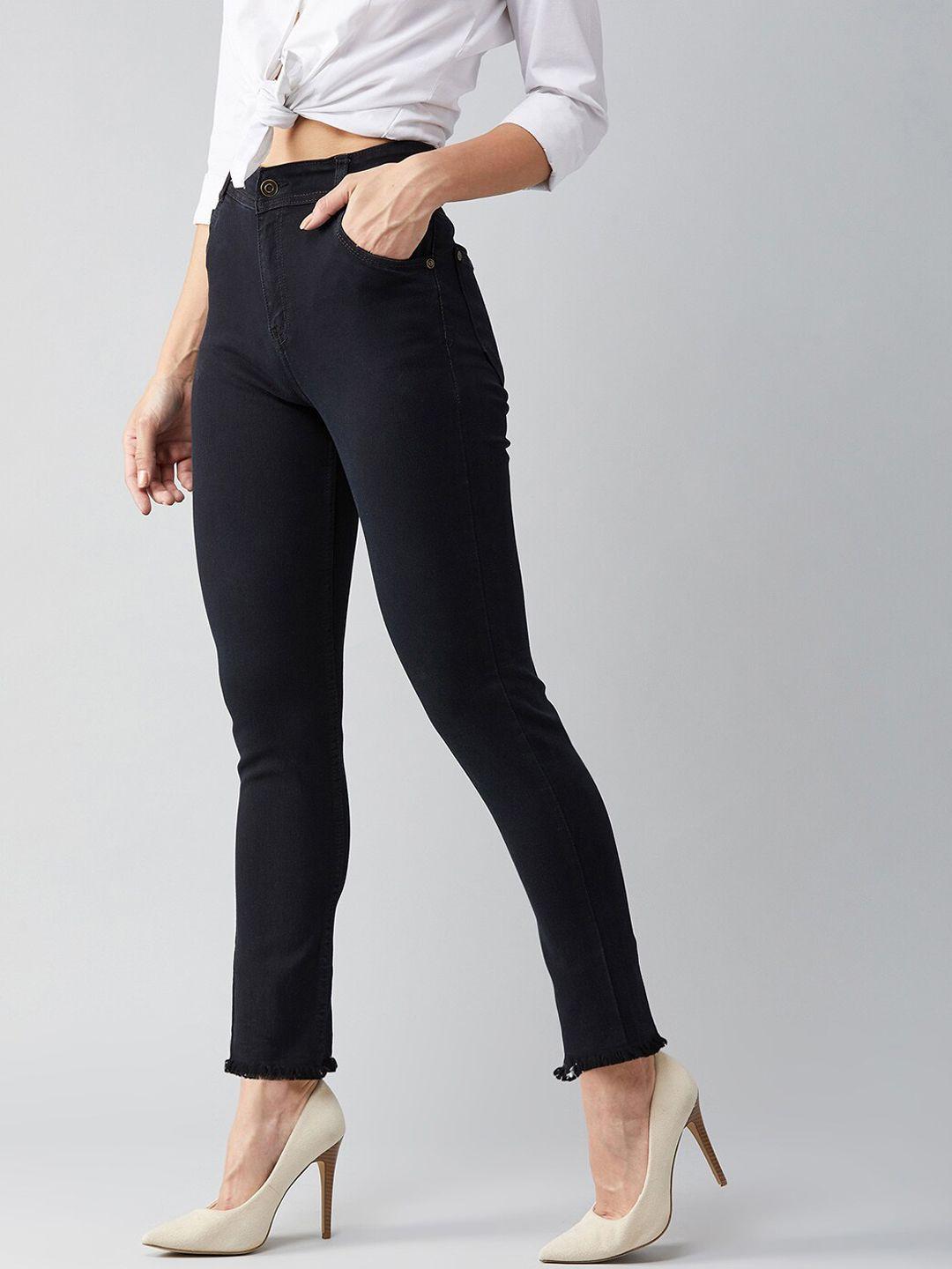 dolce crudo women black slim fit high-rise stretchable jeans
