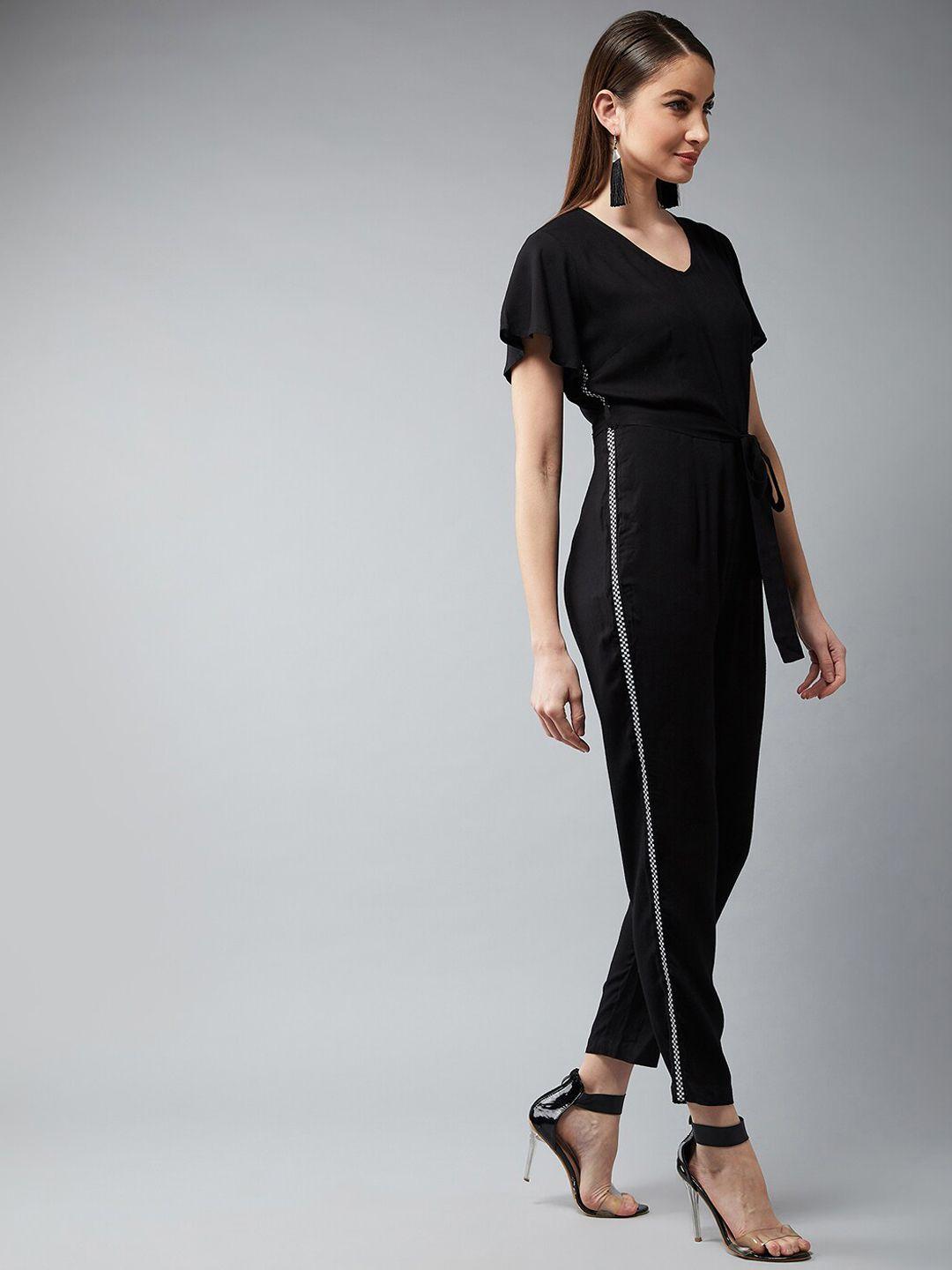 dolce crudo women black solid cotton basic jumpsuit
