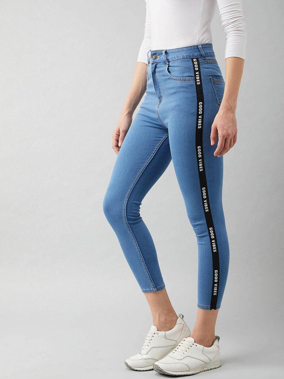 dolce crudo women blue skinny fit high-rise stretchable jeans