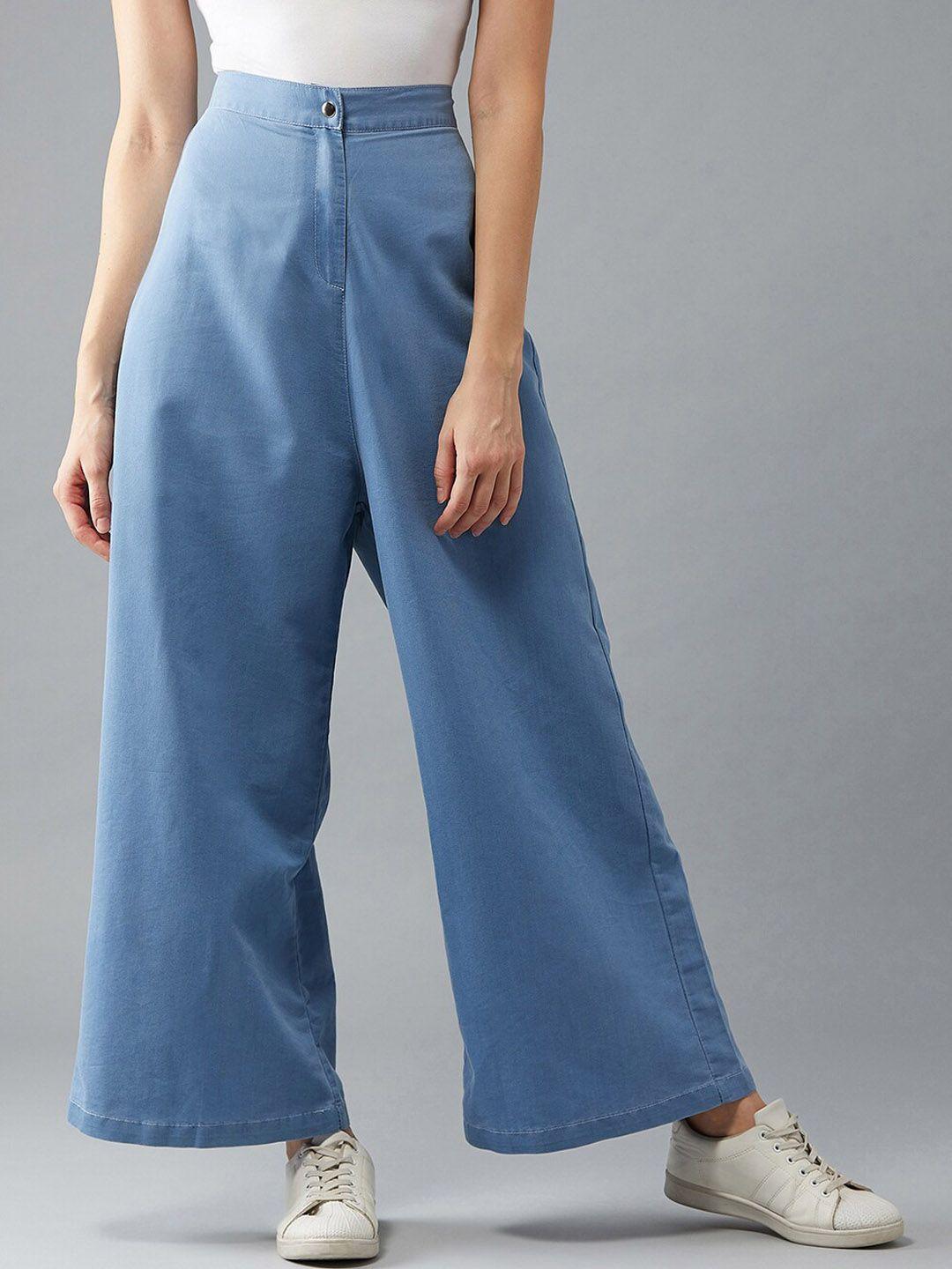 dolce crudo women blue wide leg high-rise jeans