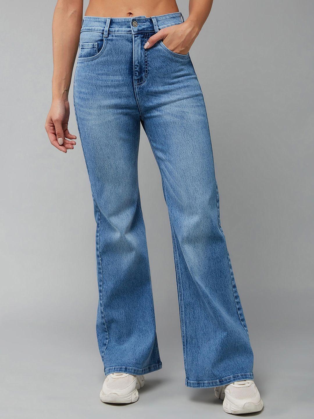 dolce crudo women blue wide leg high-rise stretchable jeans
