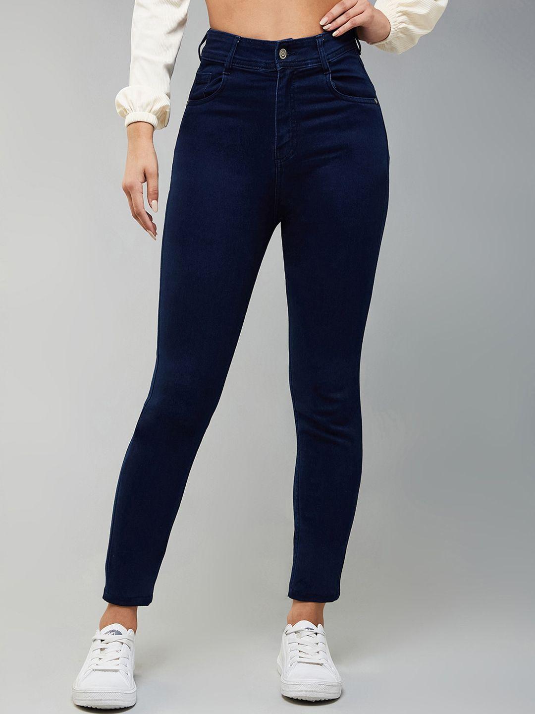 dolce crudo women navy blue skinny fit high-rise stretchable jeans