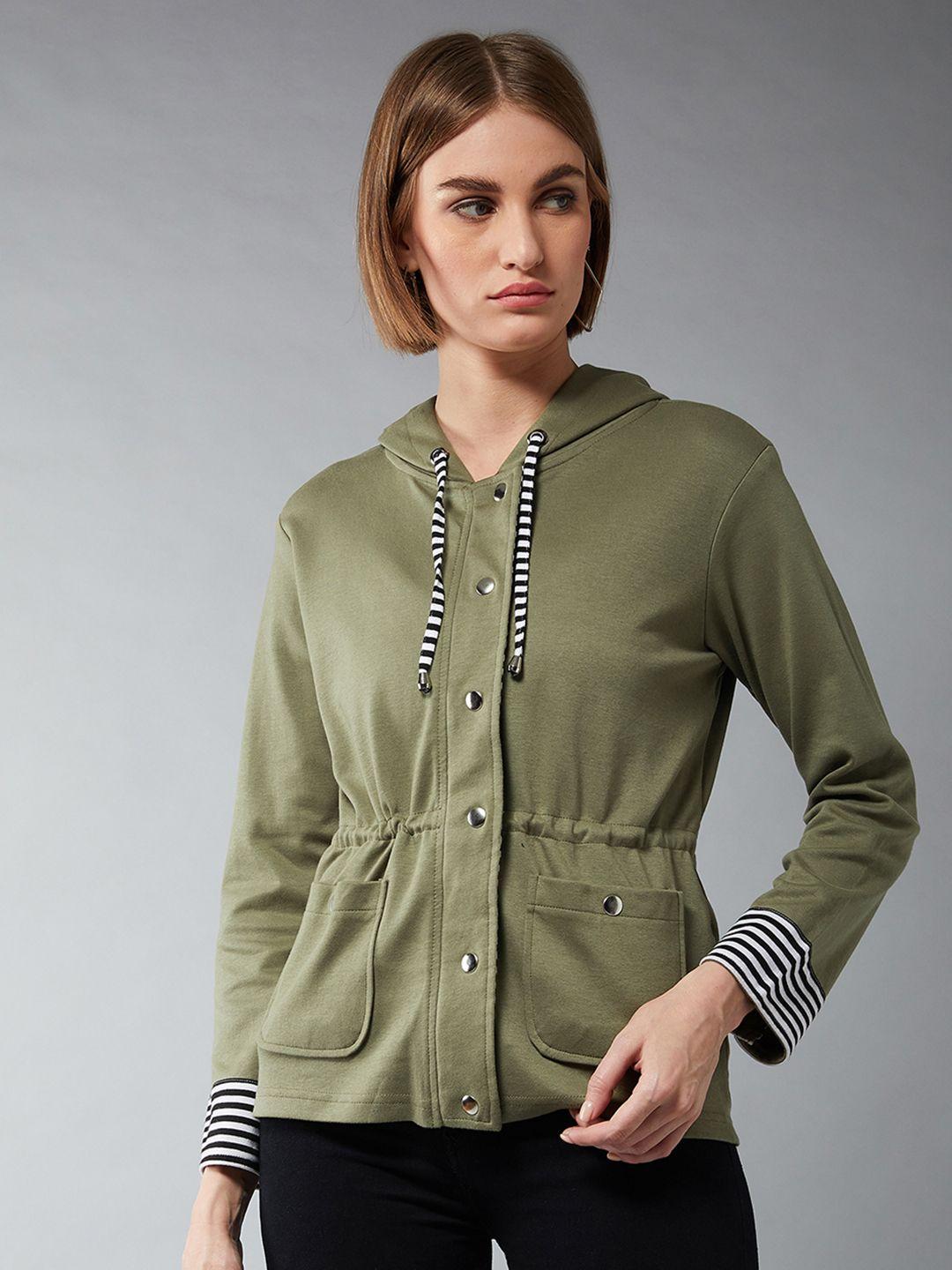 dolce crudo women olive green solid tailored jacket