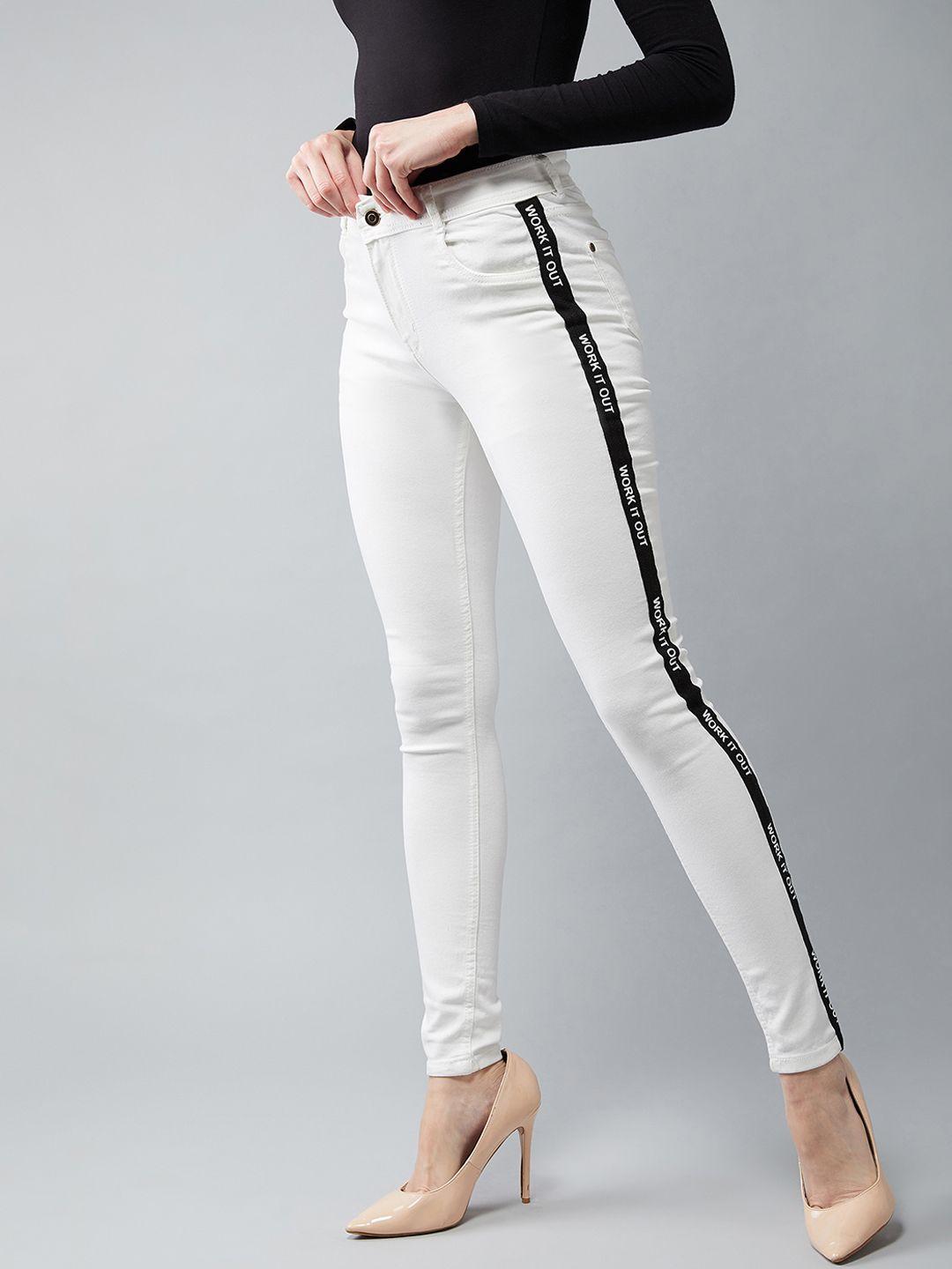 dolce crudo women white super skinny fit mid-rise clean look stretchable jeans