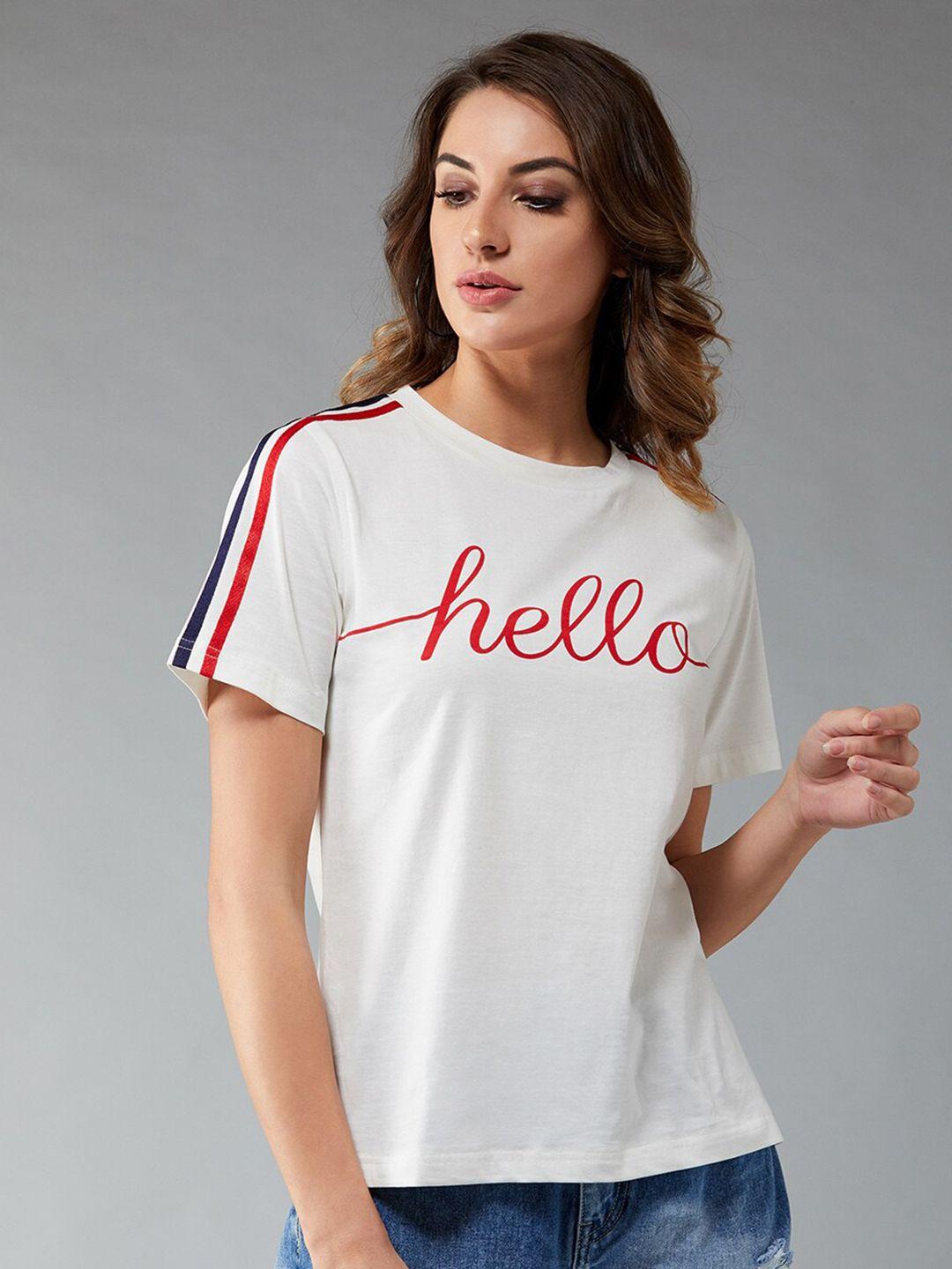 dolce crudo women white typography printed cotton t-shirt