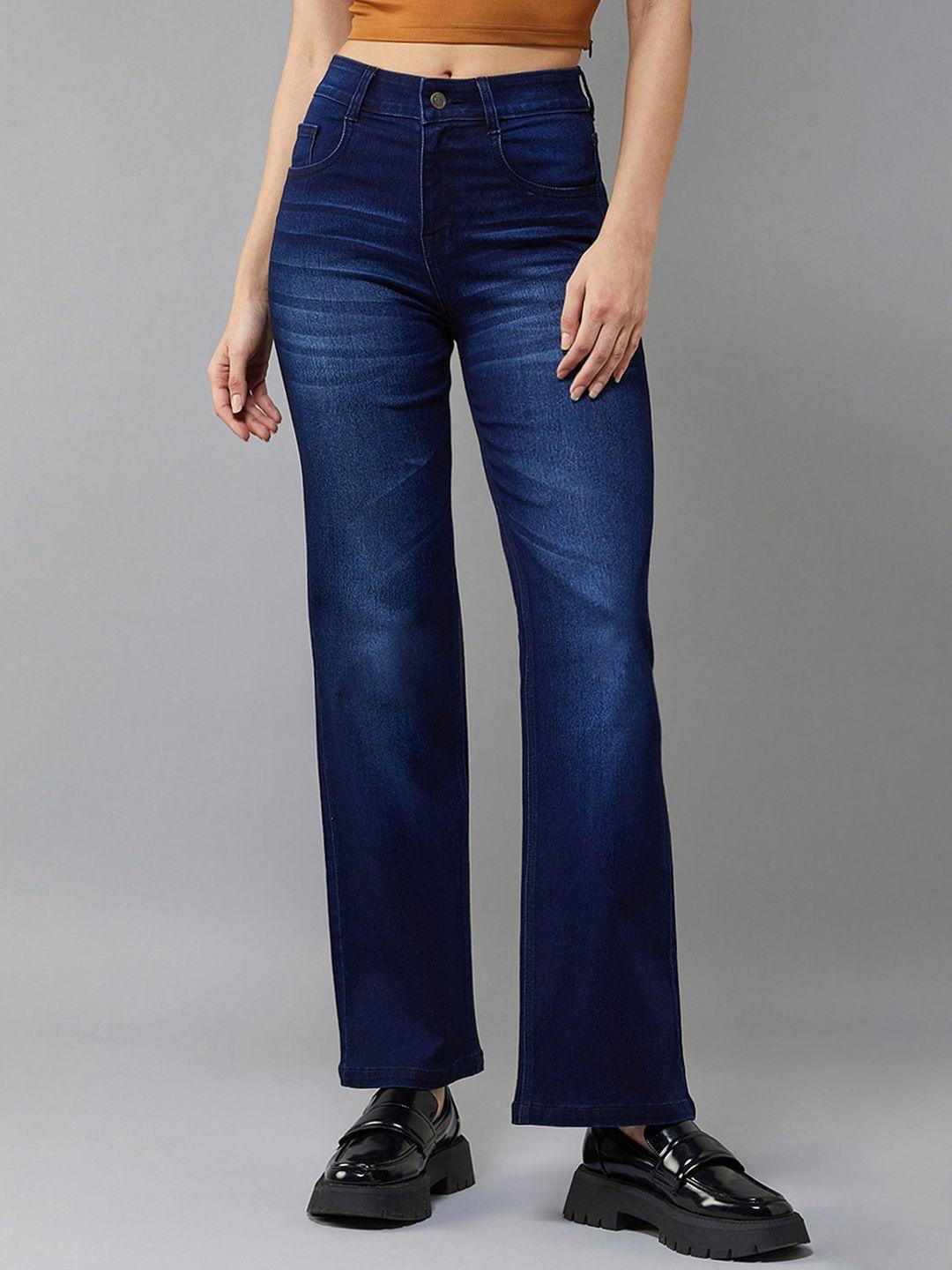 dolce crudo women wide leg light fade stretchable jeans