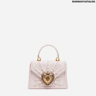 dolce&gabbana small moiré devotion bag with pearl embroidery