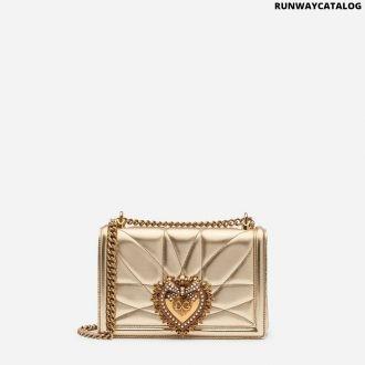 dolce & gabbana medium devotion bag in quilted nappa mordoré