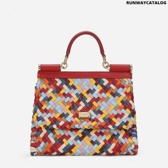 dolce & gabbana medium sicily bag in multi-colored woven nappa