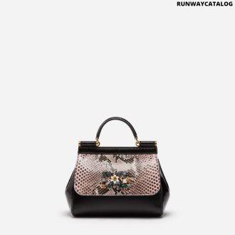 dolce & gabbana sicily cross-body bag in a mix of materials