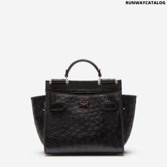 dolce & gabbana small ostrich leather sicily soft bag